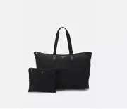 MICHAEL KORS Jet Set Travel nylon packable XL women's tote bag - BLACK 2 PC SET