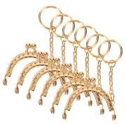 6Pcs Purse Frame with Key Ring, 2" Kiss Lock Clasp Frame Embossed(Light Gold)