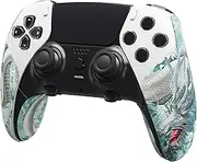 PlayVital Anti-Skid Sweat-Absorbent Controller Grip for ps5 Edge Wireless Controller, Textured Soft PU Handle Grips Anti Sweat Protector for ps5 Edge Controller - Jade Dragon-Cloud Dominator
