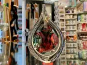 Crystal Glass Drop Paperweight Ruby & Green - Nobilé Glassware