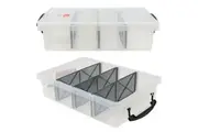 6 x 6L Clear Plastic Storage Box with Removable Dividers Containers Bin Tubs fww