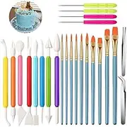 Cookie Chocolate Sugar Decoration Brushes with Fondant and Gum Paste Tool,24Pcs Cookie Decorating Fondant Cake Sculpting Tools Include Cake Decoration Brushes,Sugar Stir Needle Cookie Scriber Needles