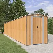 Outdoor Storage Shed with Double Sliding Doors, Metal Tool Shed for Home/Backyard/Garden Tools/Lawn Care Equipment/Pool Supplies, 192 x 1021 x 223 cm, Galvanised Steel