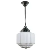 St Kilda Opal Matt 8&quot; Shade w 1/2&quot; x 1/2m Chrome Rod Pendant