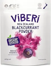 ViBERi NZ Organic Blackcurrant Powder 450g (Loose Powder) Vitamin C Antioxidants Ideal for Smoothies & Training Plans