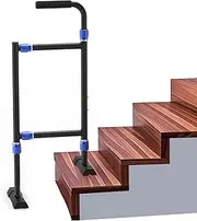 Nelyrho Aluminum Stair Climbing Assist Cane, Stair Walker for Elderly with Sore Knees, Stair Cane with Widened Base, Adjustable Height, Suitable for Steps with Varying Heights and Widths