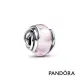 【Pandora 官方直營】銀箔粉紅Murano琉璃串飾