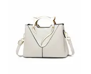 Elegant Handbag with Chic Cat Shaped Handle and Adjustable Shoulder Strap-White
