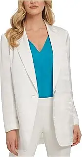[DKNY] Womens White Pocketed Solid Blazer Wear To Work Jacket AU Size:14