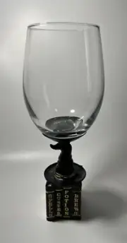 Halloween WINE GLASS NEW!!! Witch Potion Books Web Stem Gothic