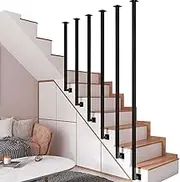 30-150cm Square Tube Handrail, Side Mount Staircase Railing Metal Wrought Iron Wall Support, Industrial Stair Rail Non-Slip Grab Handle for Indoor Loft Step Fence(2.8ft/85cm)