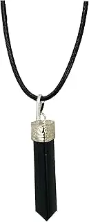 Black Tourmaline Crystal Pencil Point raw stone Pendant Gemstone with Wax Cord Rope Chain for Necklace Energy Generator Used for Stress Relief,Meditation & Spiritual Energy Gift Him Her, Stone,