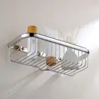 Wall Mount Bathroom Rectangle Shower Caddy Storage Wire Basket Shelf Corner Rack
