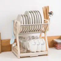 在飛比找momo購物網優惠-【豪麥源】碗碟收納架(廚房雙層碗盤架 瀝水架 碗架 盤架 筷