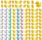 AWEELON 100 Pcs Mini Resin Ducks Tiny Ducks Miniature Duck Figures for Slime Charms DIY Craft Micro Landscape Garden Aquarium Dollhouse Decoration for Christmas Birthday Party（Mix Color）
