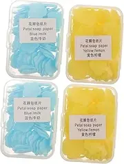 YARNOW 4 Boxes Travel Soap Sheets Portable Hand Wash Soap Slices for Outdoor Use Lightweight Travel Toiletry Lemon Milk Flavors for Travelers