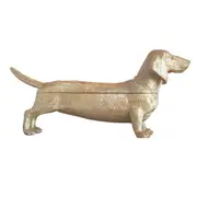 White Moose 47x23cm Resin Dachshund Secret Bowl Container Animal Home Decor Gold