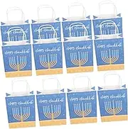 OFFIGAM 12pcs Hanukkah Festival Paper Bags with Candle Design Convenient present Bags for Party Supplies and Decorations Multi Function for Holiday Celebrations