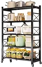 No Installation Required for Foldable Storage Racks,Microwave Oven and Pot Racks,Movable Trolleys,Suitable for Living Room Bathroom(80x36x162cm)