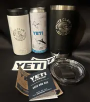 YETI White Claw GIFT Rambler Colster Slim Can White 12oz/ 20oz Black Cup Lid NEW
