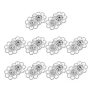 10 Sets Hollow Flower Snap Buttons, Press Buttons 25mm, Silver