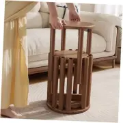 Stackable Stools Set of 4,4-in-1 Wood Stool,Round Wooden Stools with Walnut