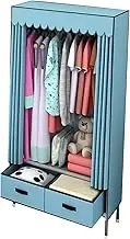 Fabric Wardrobe Canvas Wardrobe Washable Foldable Closet with Drawers and Hanging Rail for Living Room, Bedroom, Cloakroom