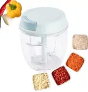 Pull String Garlic Chopper 5Sharp Blades Manual Onion Cutter Dishwasher Safe NEW