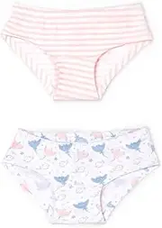 [Keebee] Organic Cotton Girls Hipster Panties Underwear, Cool Comfort Moisture-Wicking Breathable Underwear - Set of 2