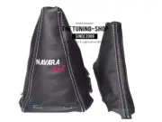Gear and Handbrake Boot For Nissan Navara Frames 210mm Leather White Embroidery