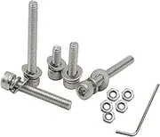 M3-0.5 Hex Socket Head Cap Screws Bolts Nuts Washer Set Allen Socket Drive Screws,304 Stainless Steel,Fully Threaded (M3x50mm(10sets))