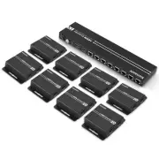 HDMI Extender Splitter 1x8, HDMI Extender Over Cat5e/6 Ethernet Cable with IR...