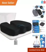 Large Non-Slip Memory Foam Cushion for Chairs - Sciatica & Tailbone Support