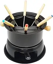 ZHZXBDGQ Fondue Set - Chocolate Fondue Maker Set with 6 Forks - Multifunctional Carbon Steel Ice Cream Hot Pot Melting Pot Fondue Set - Ideal for Cheese/Chocolate/Meat Fondue -Black