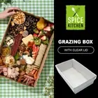 Grazing Box w/ Clear Lid Treat Tray Graze Board Takeaway Container 27x17cm WHITE