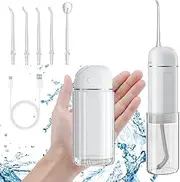 Siillk Cordless Water Flosser for Teeth, Portable Rechargeable Oral Irrigator with 3 Modes 5 Jet Tips, IPX7 Waterproof, Retractable Design, Long-Lasting Battery for Home Travel and Braces Care (White)