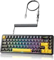 ATTACK SHARK X65 HE Rapid Trigger 60% Wired Gaming Keyboard, Magnetic Switch 8K Polling, Adjustable Actuation Rate 0.01mm RT Accuracy, PBT Keycap RGB Lighting for PC/Mac with Coiled Cable-Star Black