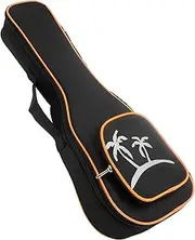 Labymos 21 Inch Soprano Ukulele Bag Uke Ukelele Zippered Case Coconut Tree Pattern Style with Adjustable Single Shoulder Strap Black