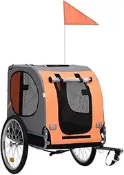 Pet Bike Trailer Orange and Grey Dog Cat Bicycle Carrier Stroller Outdoor Travel