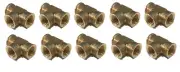 10 PACK BRASS FORGED EQUAL TEE FITTING 1/2" FEMALE NPT FNPT AIR FUEL WOG