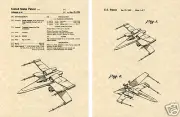 X-WING Patent Art Print READY TO FRAME!!!!! Star Wars Lucas Luke XWING ship