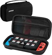 pack all Nintendo Switch/Switch OLED Model Case, Switch Case, Dedicated Storage, Shockproof, Dustproof, Water Repellent, Holds 19 Game Cards, Charging Cable, Joy-Con, Earphones, Black, Black, Modern