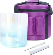 Balance Chakra Sound Healing Clear Crystal Singing Bowl with Carrying Case Suede Mallet Crystal Striker and O-ring(440Hz,5.5inch A4)