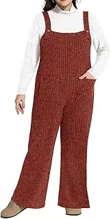 [Ritera] Plus Size Romper For Curvy Women Sleeveless Jumpsuits Knit Button Straps Wide Leg Pant Pocket Overall Fall XL-5XL
