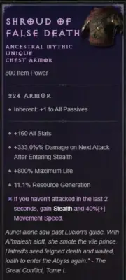DIABLO 4 SEASON 7 ✴️Shroud Of False Death Mythic ✴️ SC PC PS XBOX