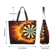 DARTBOARD-FLAMING FIRE DESIGN- LARGE TOTE SHOULDER BAG..WITH INTERNAL ZIP POUCH.