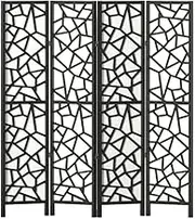 Artiss Room Divider, 4 Panel Folding Wooden Privacy Portable Screen Shelf Dividers Partition Wall Screens Home Pet Child Indoor Balcony Bedroom Furniture, Separator Water-Resistant Black