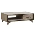 Coffee Table Acacia Veneer Frame Silver Brush 2 Drawers Strong Legs Seashore
