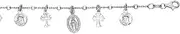 [JewelryWeb] 925 Sterling Silver Rhodium Bead Oval Bracelet Dangle Religious Faith Cross Figurine Charm Pear Shape Clasp 7.25 Inch-Charm-Bracelet for Women