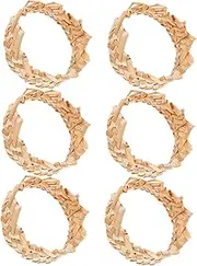 GLEAVI 6pcs Rustic Napkin Rings Decorative Napkin Holders for Weddings Family Gatherings Unique Table Setting Charming Straw Weave Design for Spring Table Decorations